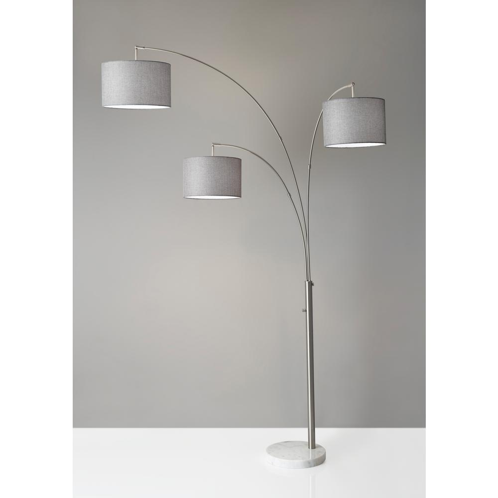 74 In Steel Bowery 3 Arm Arc Lamp throughout measurements 1000 X 1000