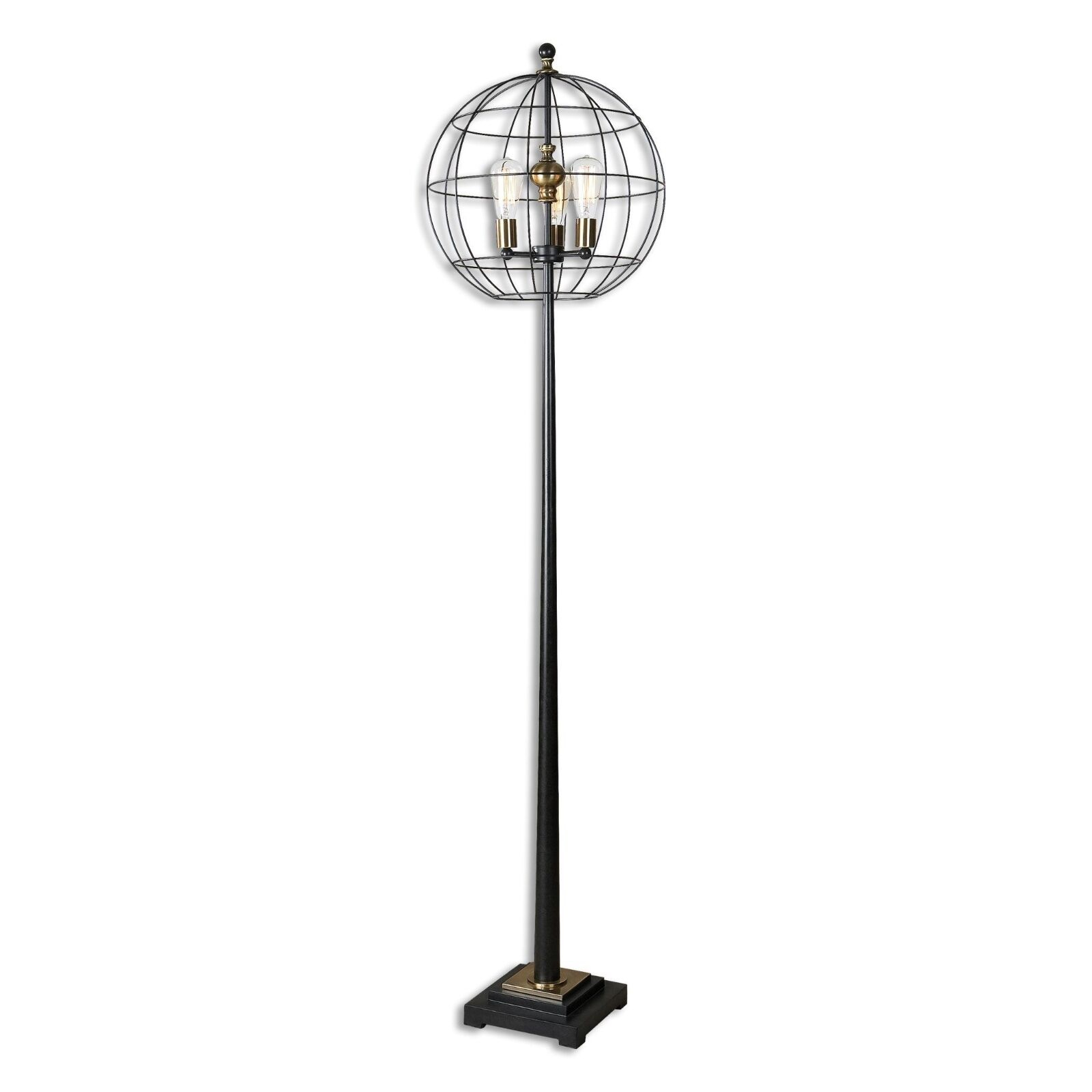 75 Restoration Vintage Industrial Modern Cage Orb Globe Floor Lamp Black Brass in proportions 1600 X 1600