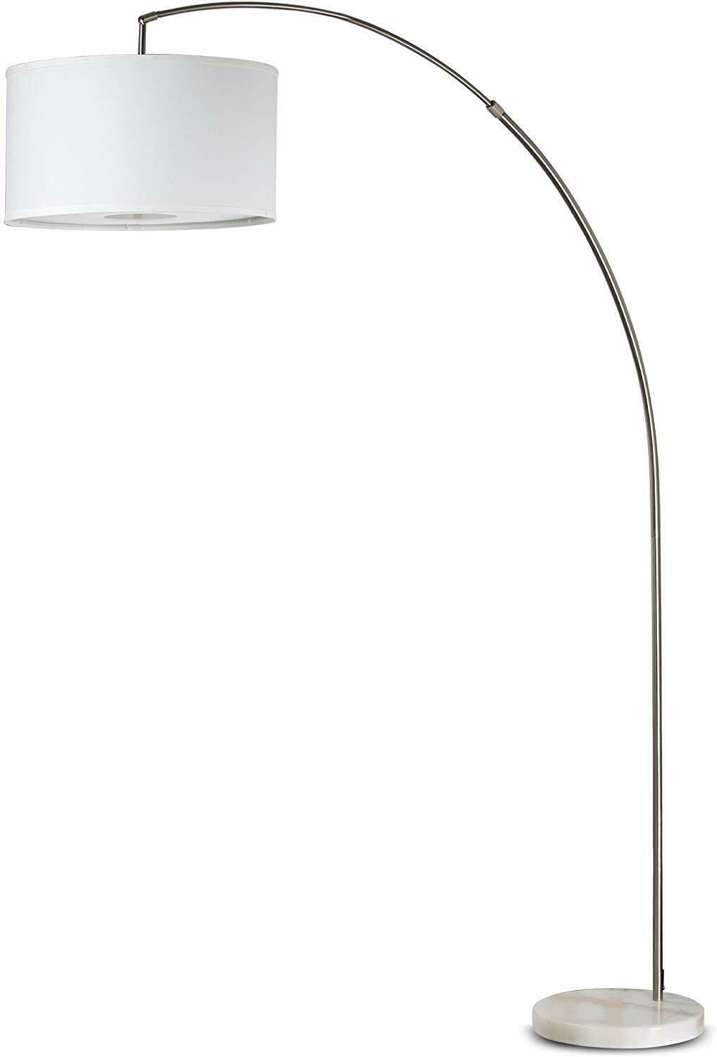 78h Metal Adjustable Arch Floor Lamp With Hanging Shade Marble Base White in size 1017 X 1500