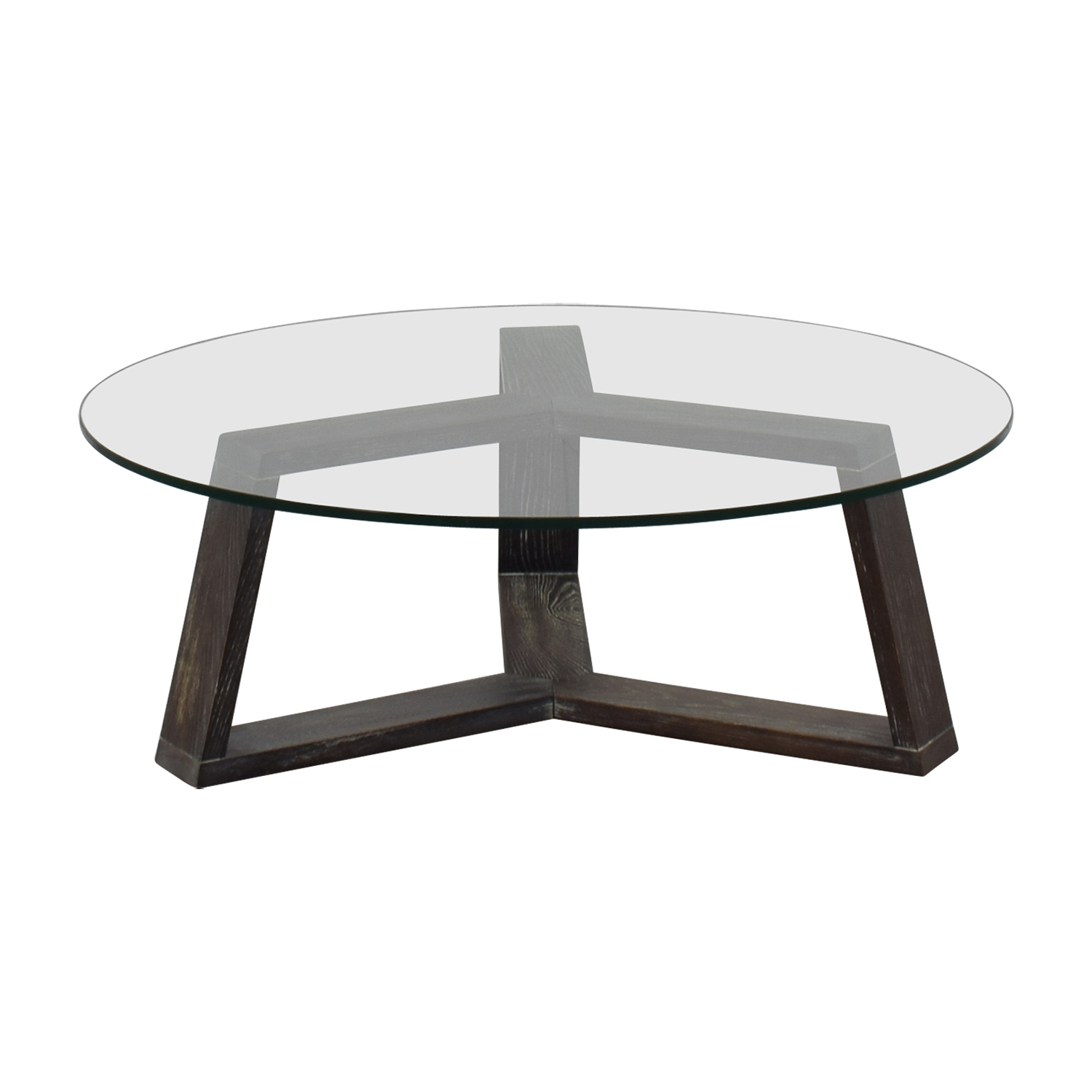 83 Off Cb2 Cb2 Round Glass And Wood Coffee Table Tables pertaining to sizing 1500 X 1500