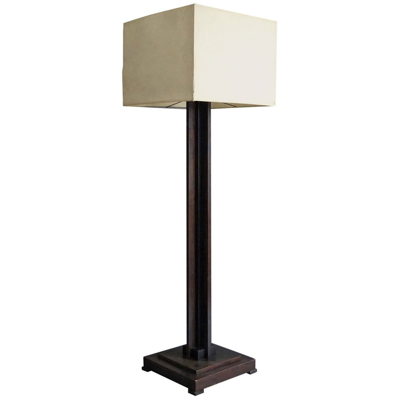 A Fine French Art Deco Wooden Square Base Floor Lamp intended for proportions 1280 X 1280