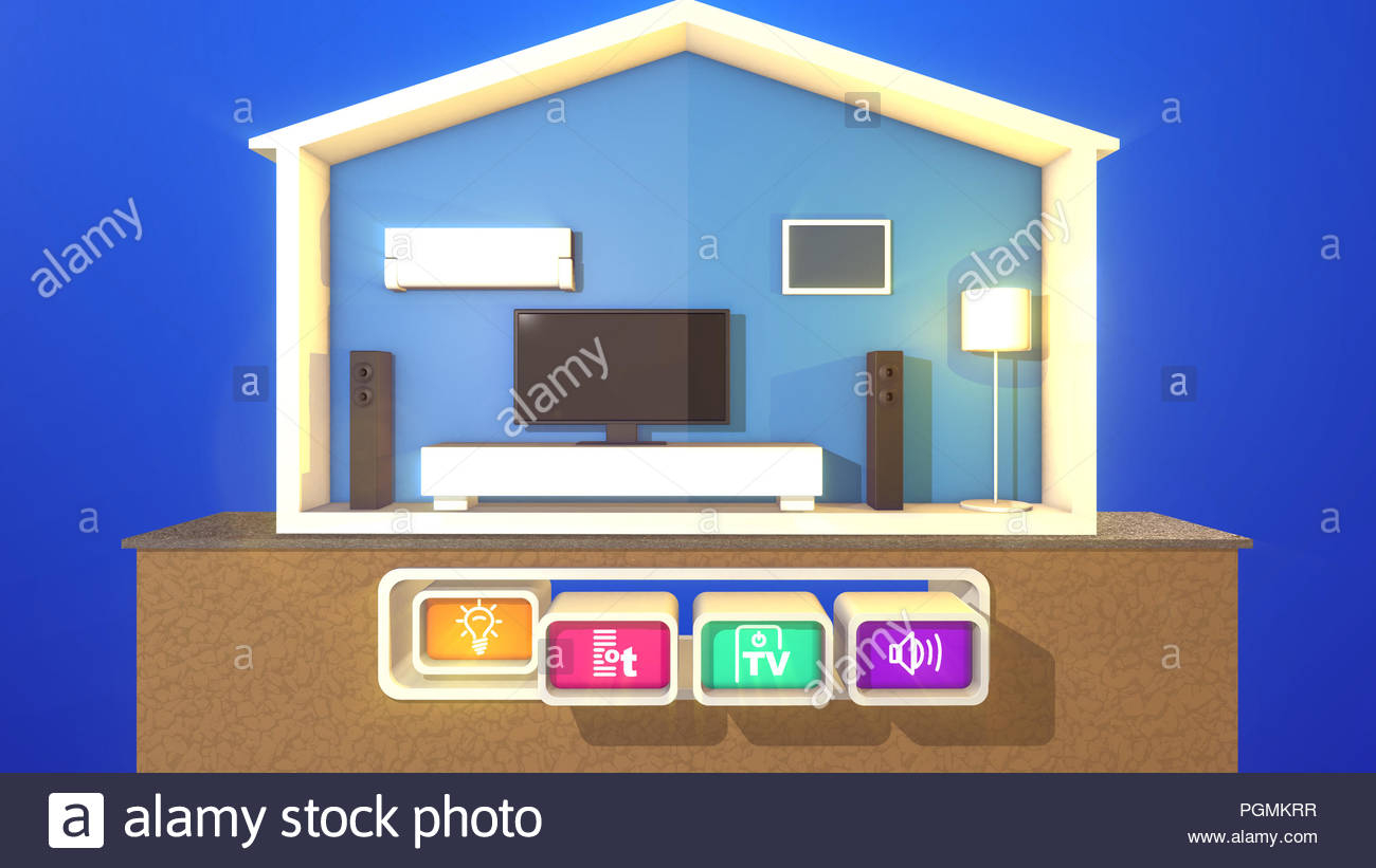 A Jolly 3d Illustration Of A Smart Home With One Pressed for sizing 1300 X 821