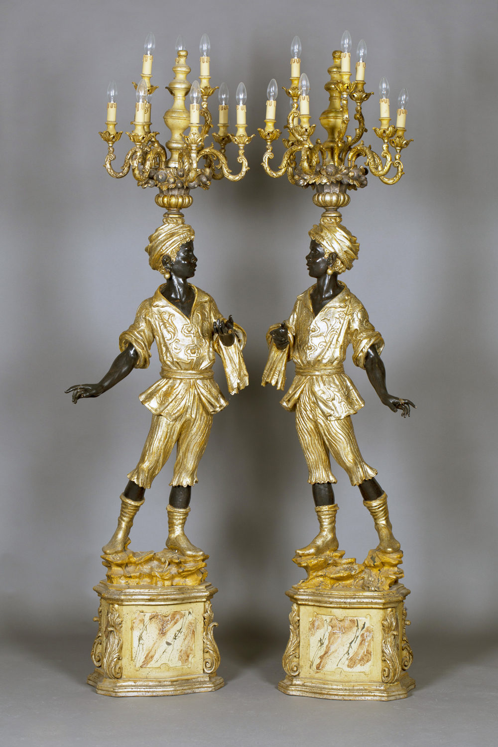A Pair Of 20th Century Italianate Carved Wood Blackamoor in proportions 1000 X 1500