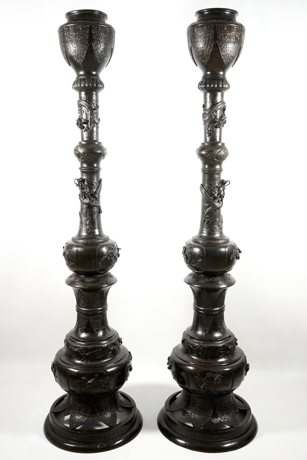 A Pair Of Very Tall Japanese Bronze Floor Lamp Columns pertaining to size 1000 X 1499