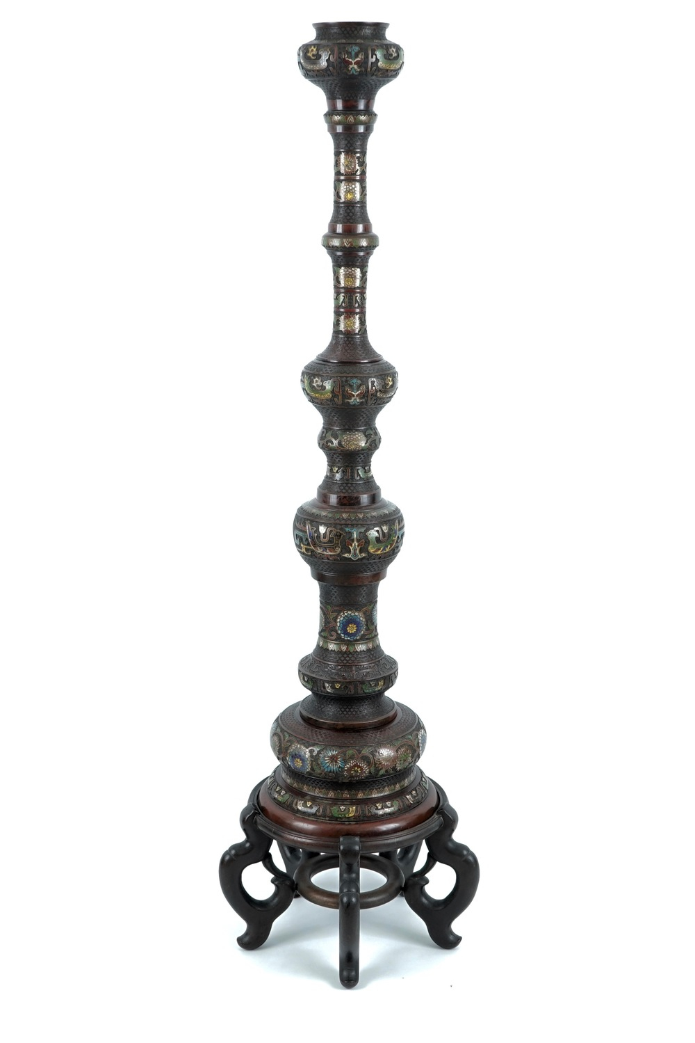 A Very Tall Japanese Champlev Enamel Bronze Floor Lamp with regard to size 1000 X 1499