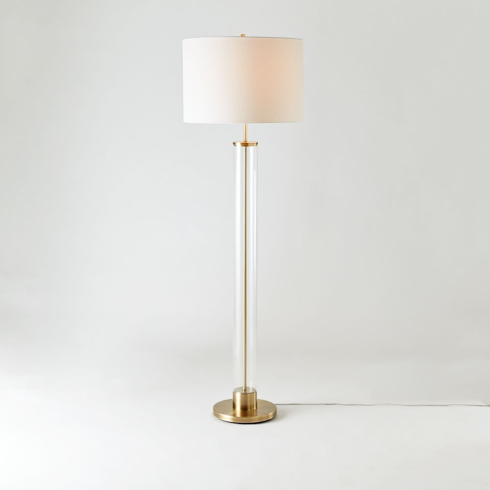 Acrylic Column Floor Lamp Antique Brass West Elm regarding sizing 1000 X 1000