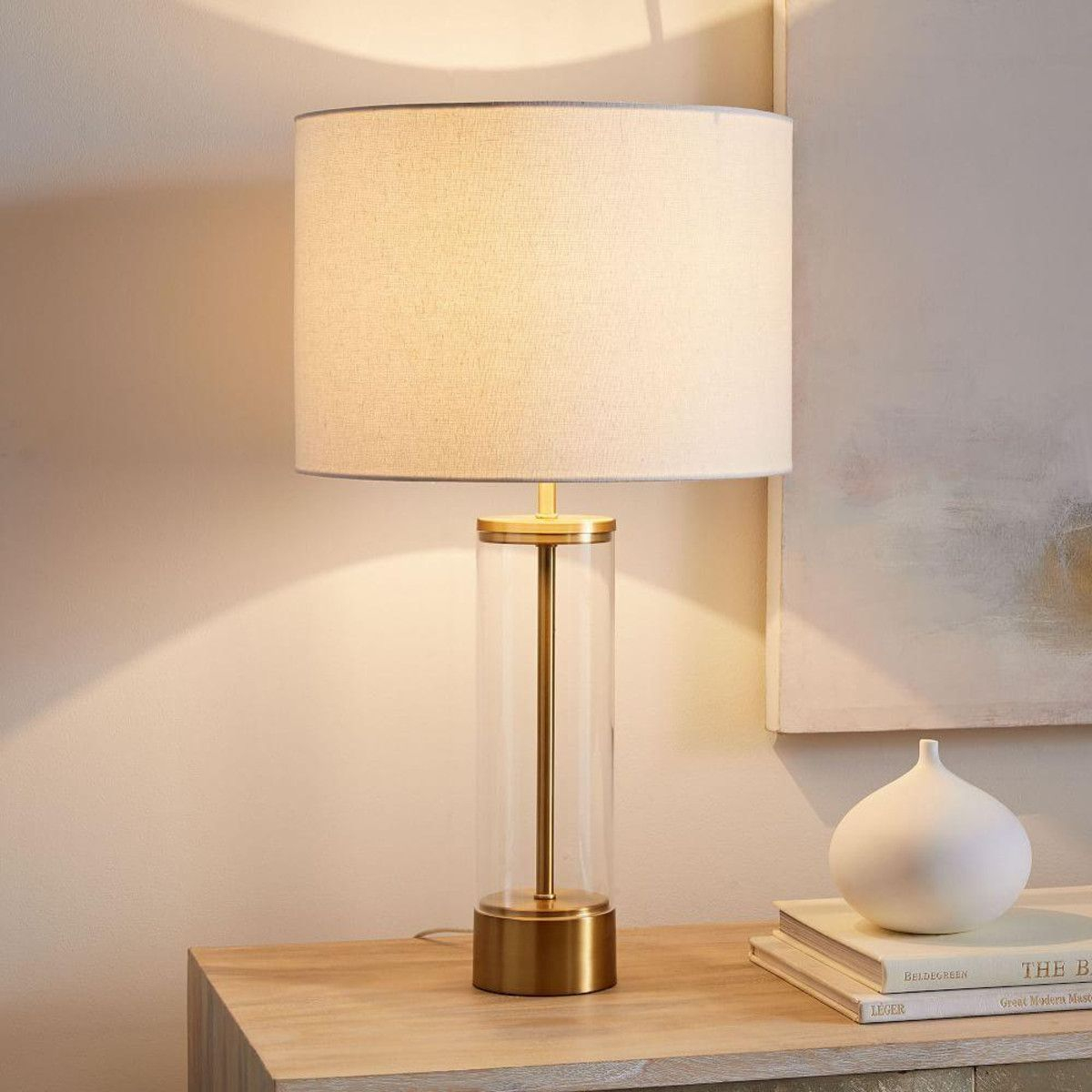 Acrylic Column Table Lamp Usb Antique Brass Lighting in proportions 1200 X 1200