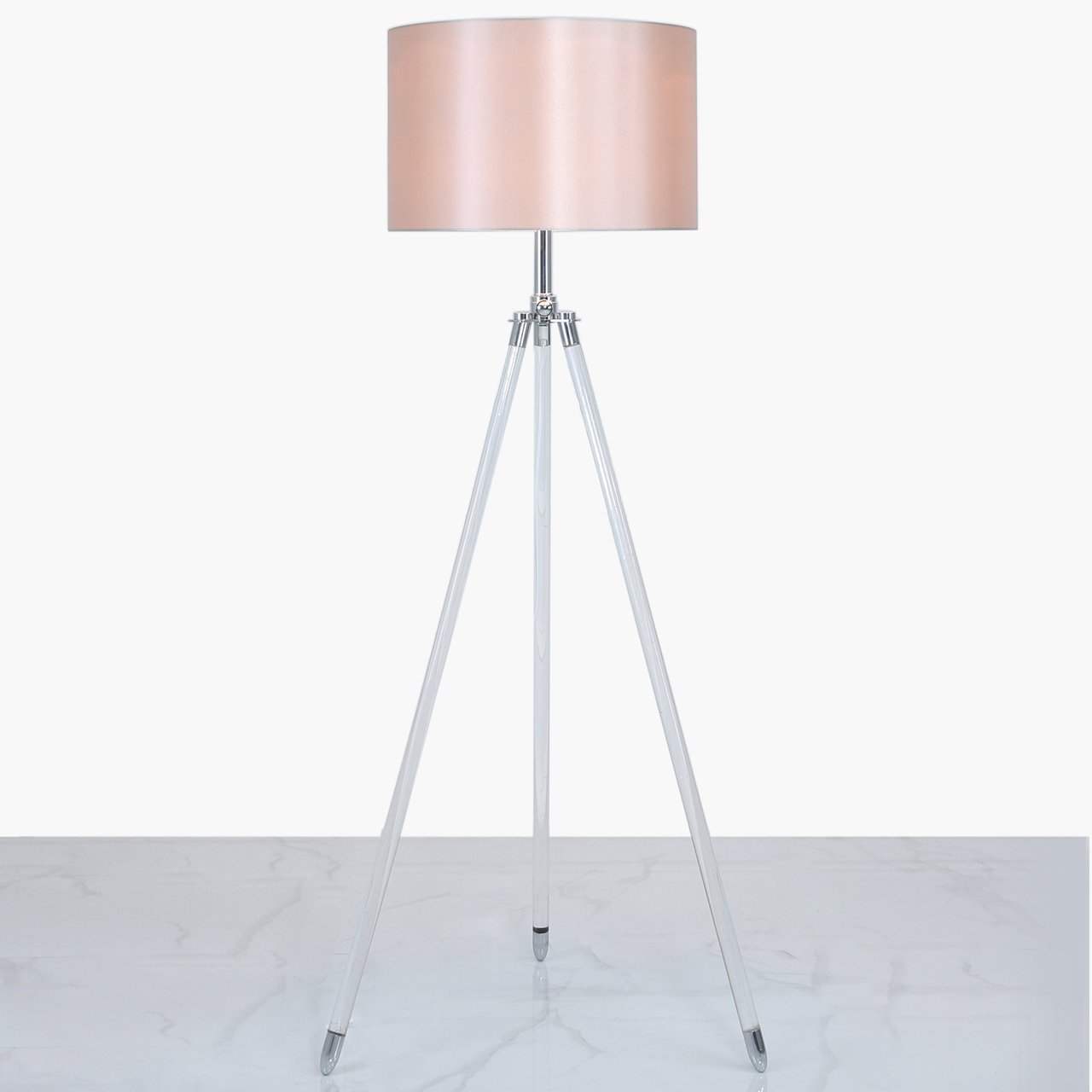 Acrylic Tripod Floor Lamp With Blush Pink Shade in proportions 1280 X 1280