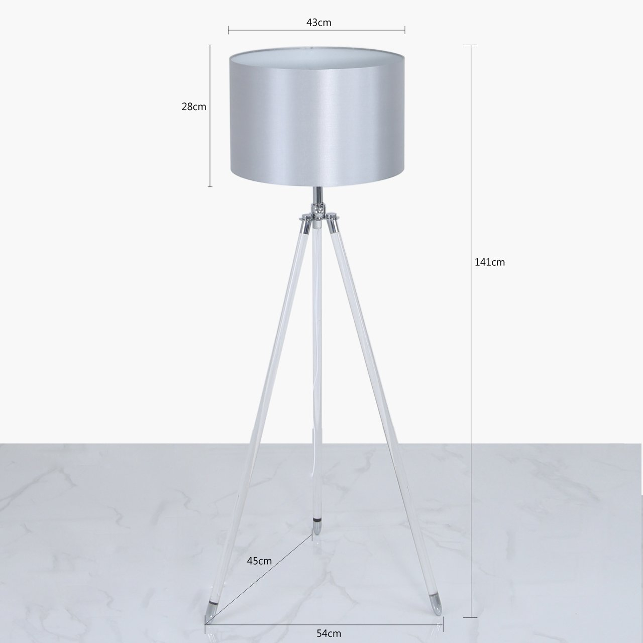 Acrylic Tripod Floor Lamp With Silver Shade with regard to size 1280 X 1280