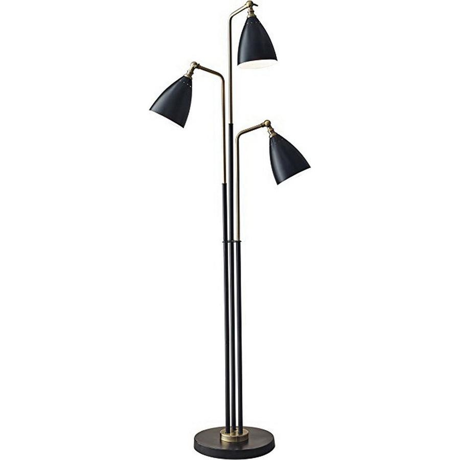 Adesso 3465 01 Mid Century Modern 3 Light Tree Lamp 6013 Watt Black With Antique Brass Chelsea for measurements 900 X 900