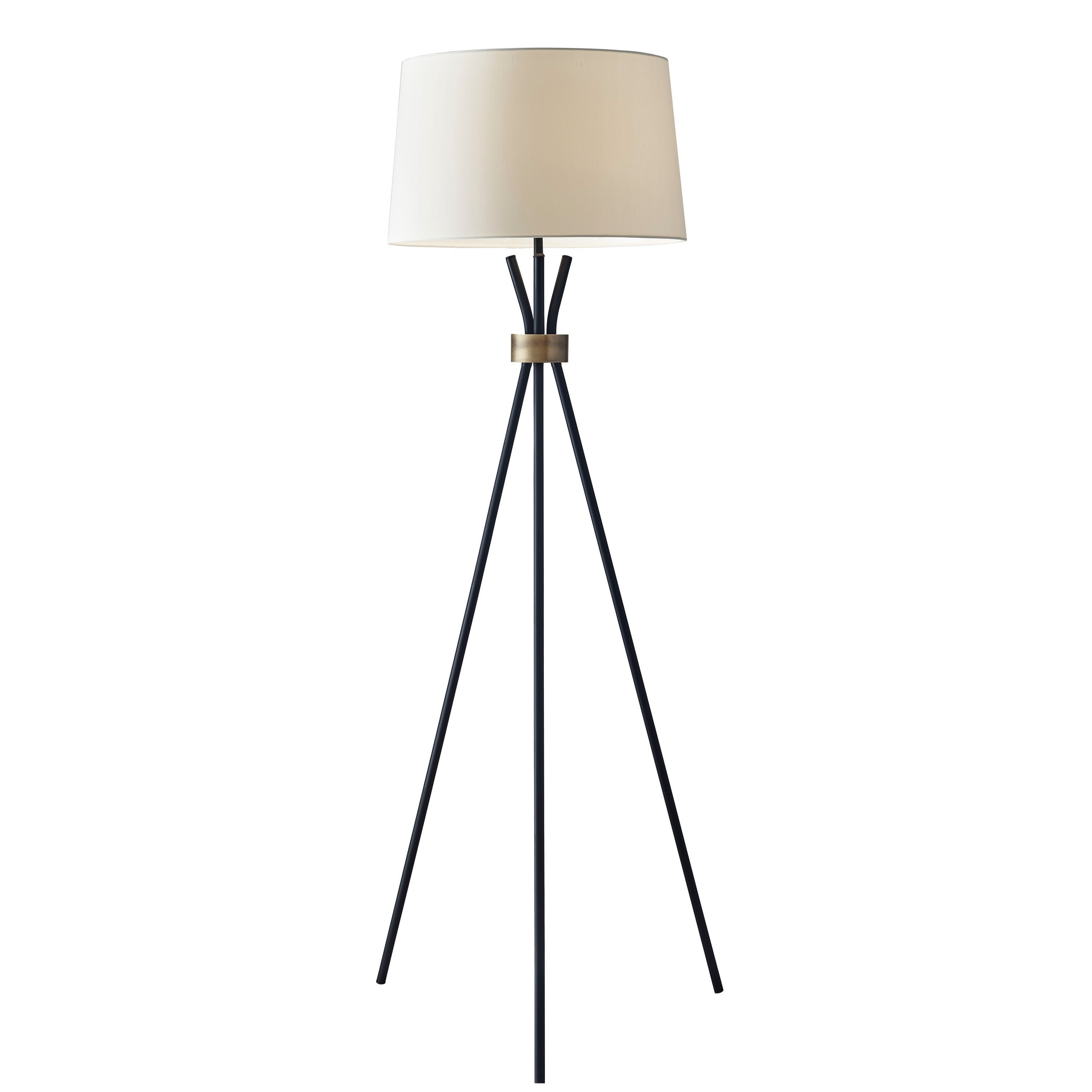 Adesso Benson Black With Antique Bronze Tripod Floor Lamp in size 3046 X 3046