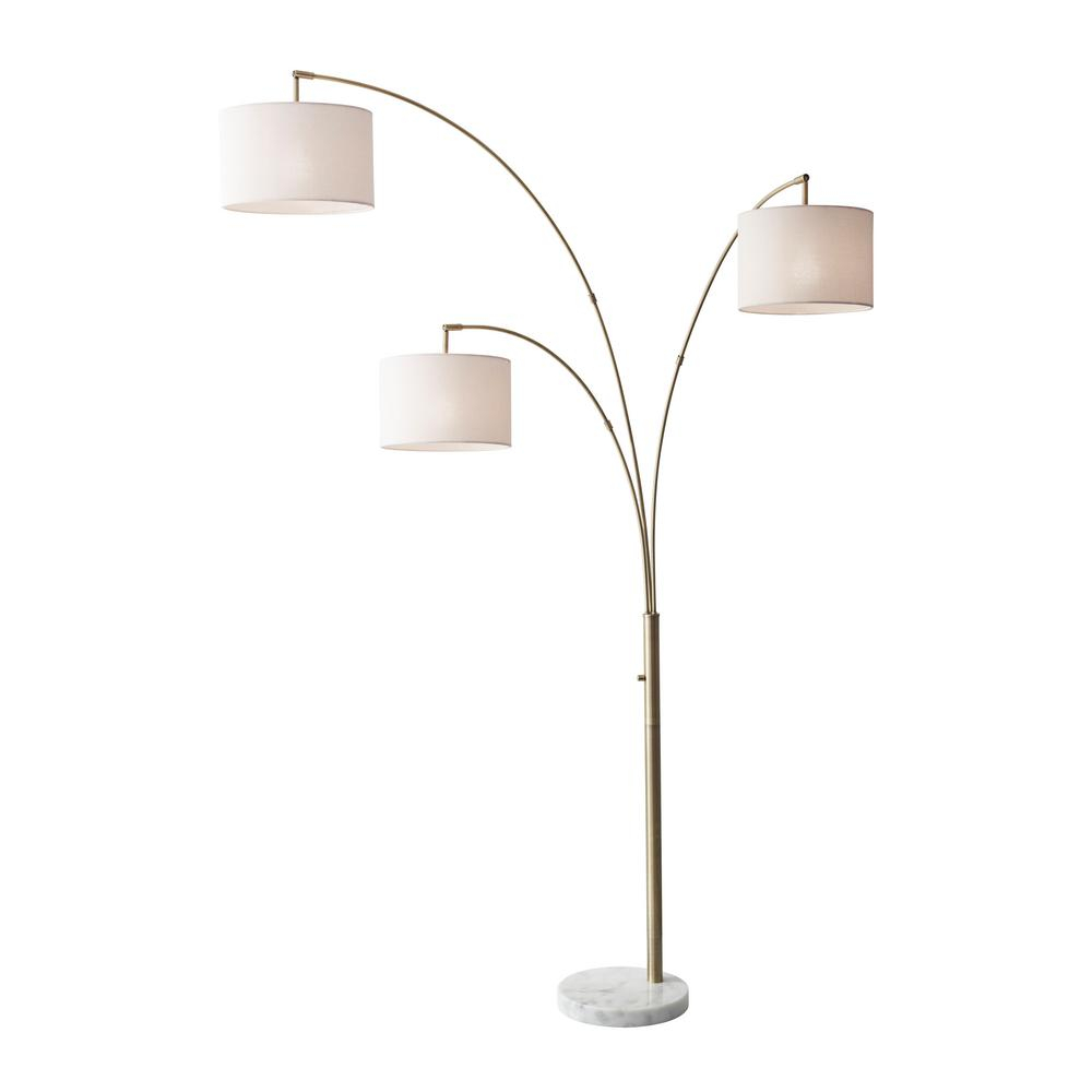 Adesso Bowery 74 In Antique Brass Floor Lamp with regard to size 1000 X 1000