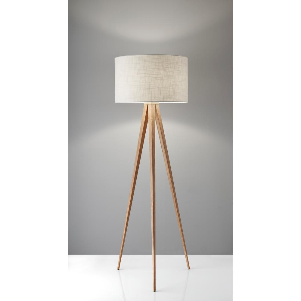 Adesso Director 60 In Oak Wood Floor Lamp intended for dimensions 1000 X 1000