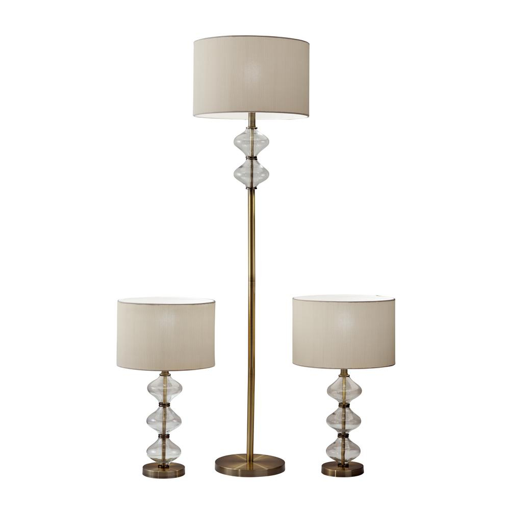 Adesso Eugene 605 In Brass Floor Lamp Bonus Pack within proportions 1000 X 1000