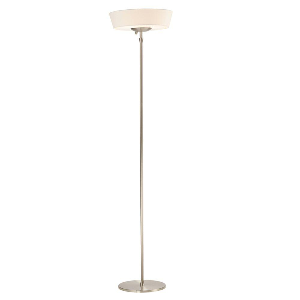 Adesso Harper 71 In Satin Steel Floor Lamp With White Shade in dimensions 1000 X 1000