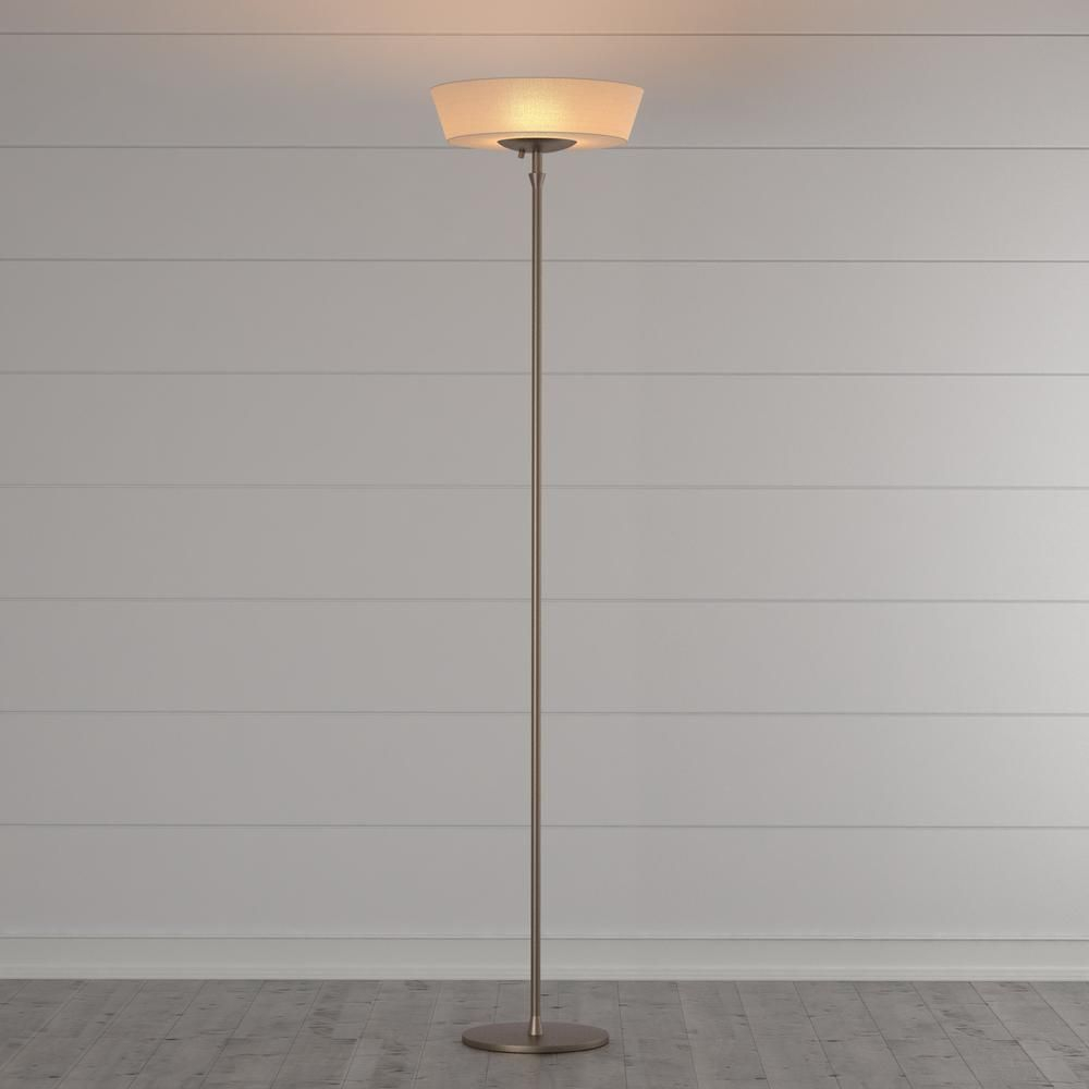 Adesso Harper 71 In Satin Steel Floor Lamp With White Shade pertaining to sizing 1000 X 1000