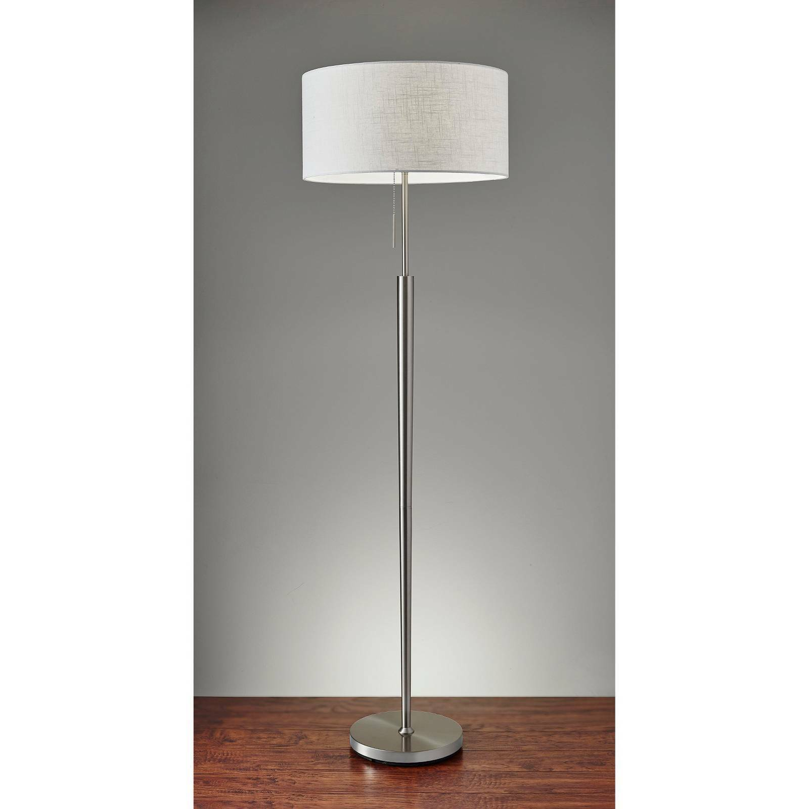 Adesso Hayworth Brushed Steel One Light Floor Lamp 3457 22 pertaining to measurements 1600 X 1600