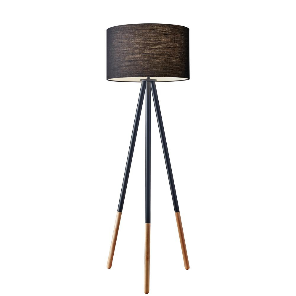 Adesso Louise 60 In Black Tripod Floor Lamp for measurements 1000 X 1000