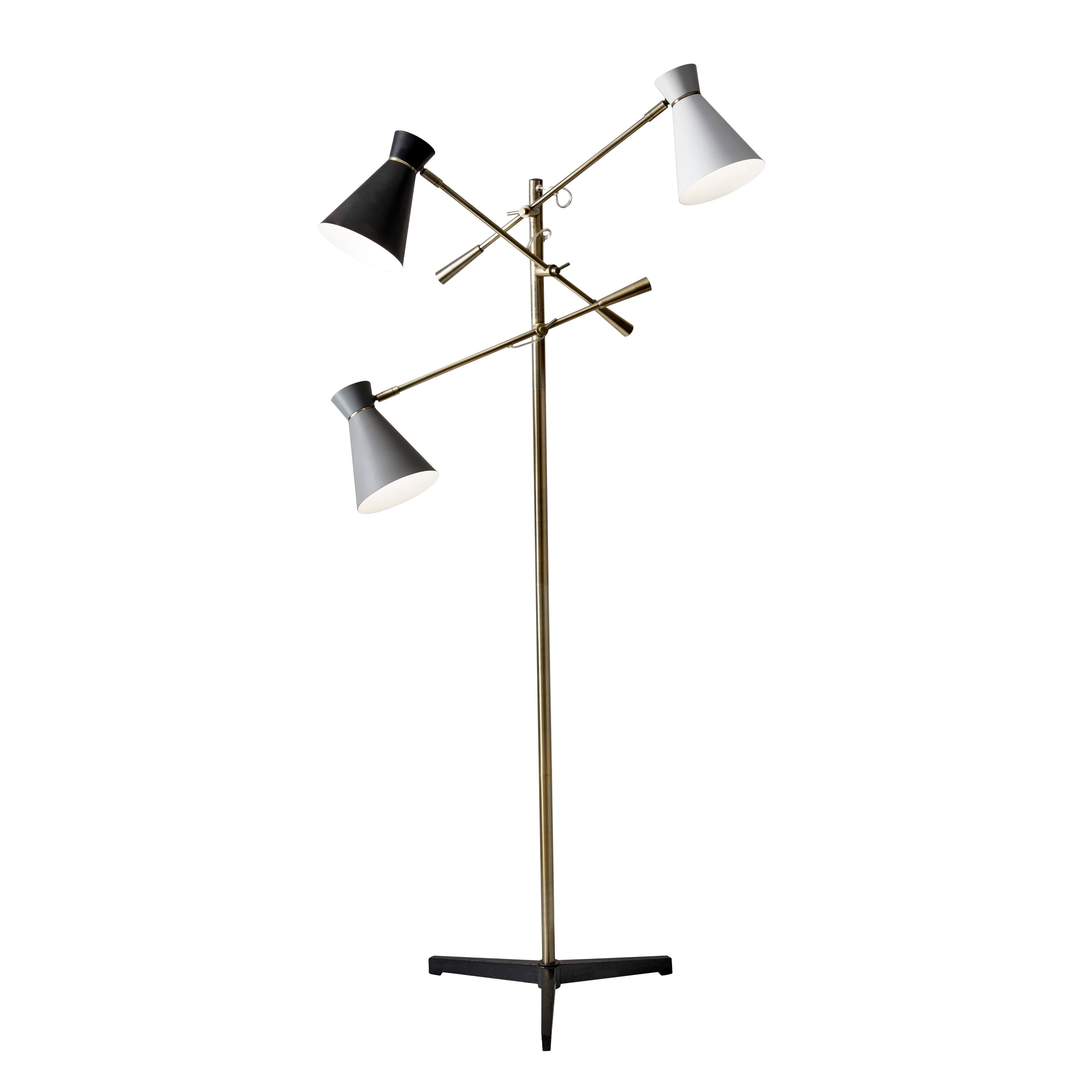 Adesso Lyle Black And Antique Brass 3 Arm Floor Lamp Black inside measurements 3500 X 3500