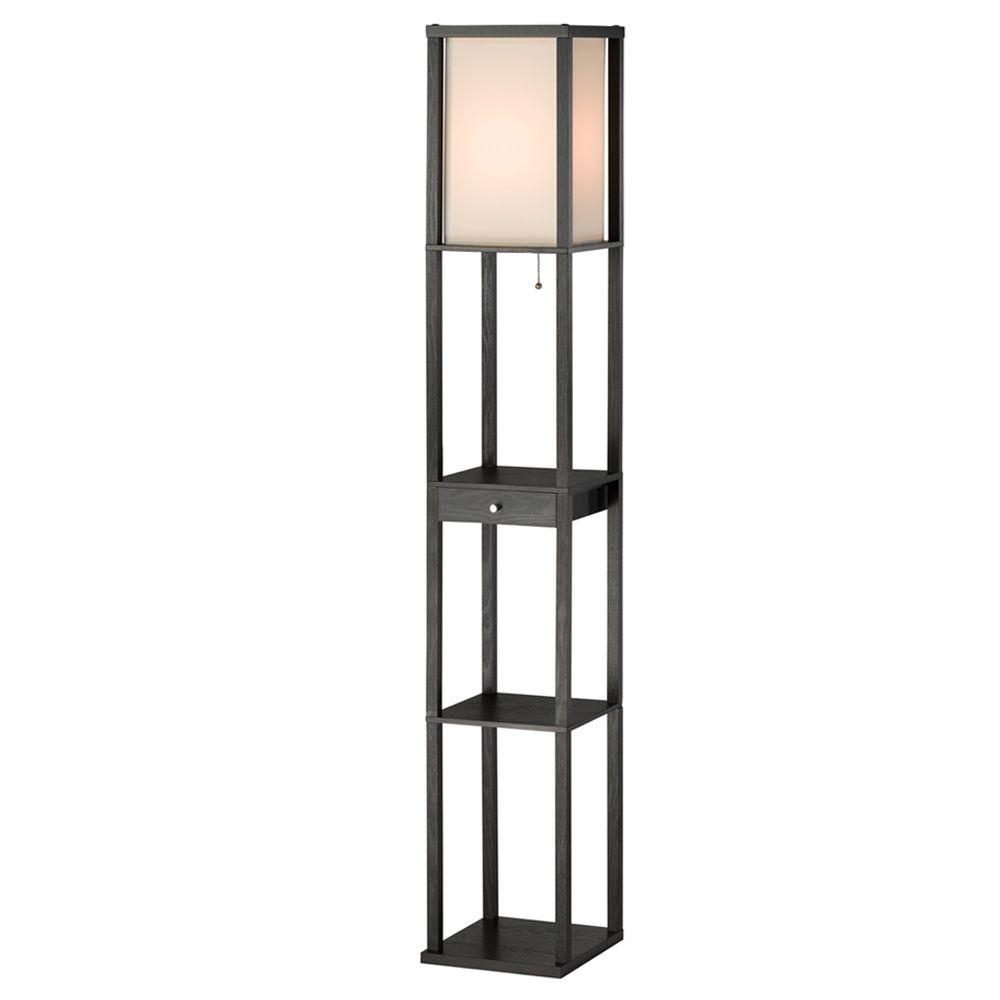 Adesso Parker 625 In Black Shelf Lamp With Drawer in measurements 1000 X 1000