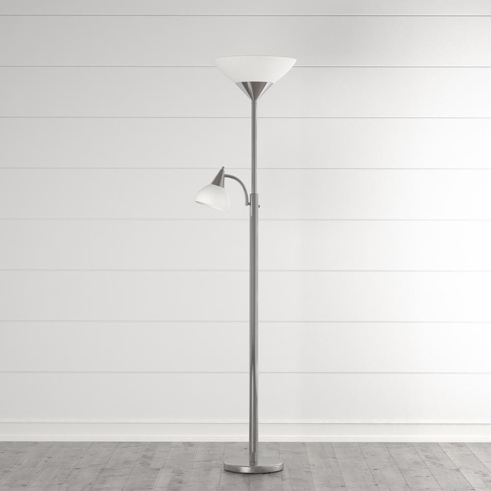 Adesso Piedmont 71 In Satin Steel Combo Floor Lamp throughout sizing 1000 X 1000