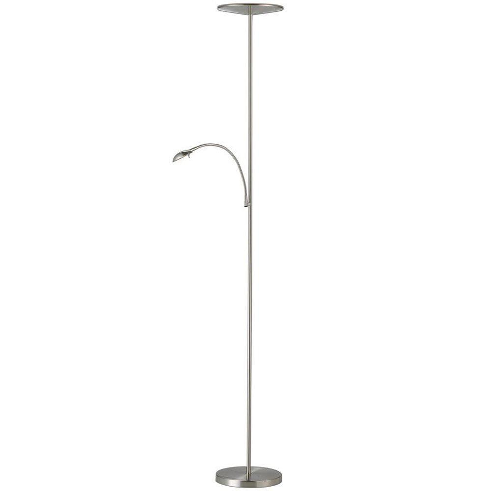 Adesso Pluto 71 In Satin Steel Led Combo Torchiere inside size 1000 X 1000