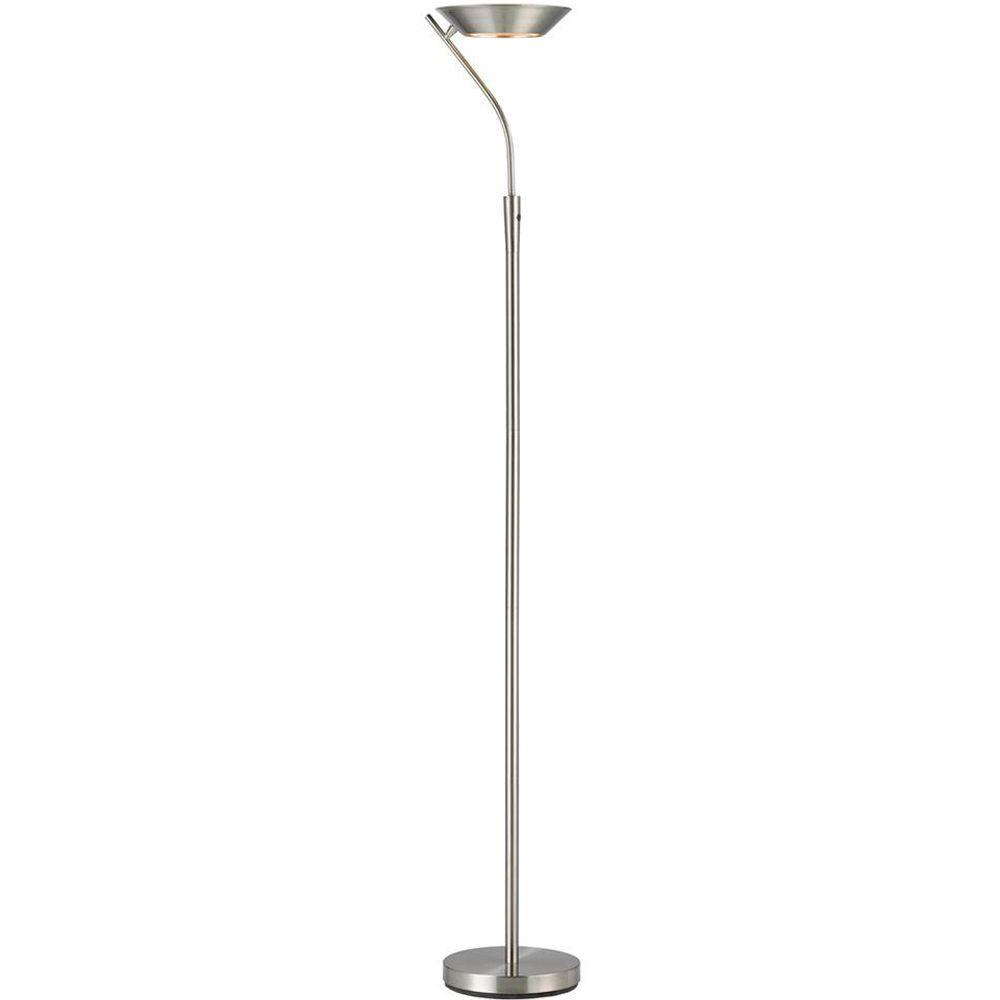 Adesso Saturn 71 In Satin Steel Led Torchiere for measurements 1000 X 1000