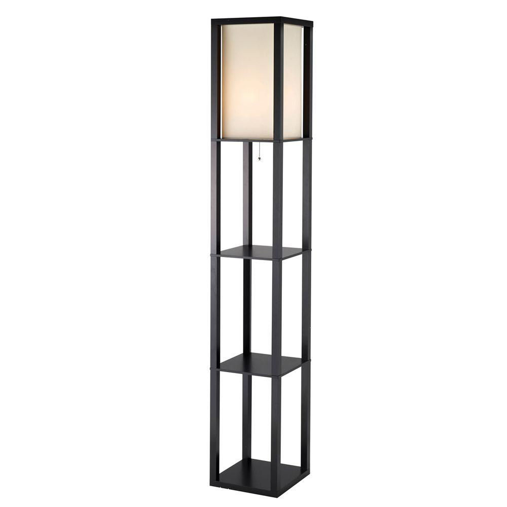 Adesso Titan 72 In Black Shelf Floor Lamp inside size 1000 X 1000