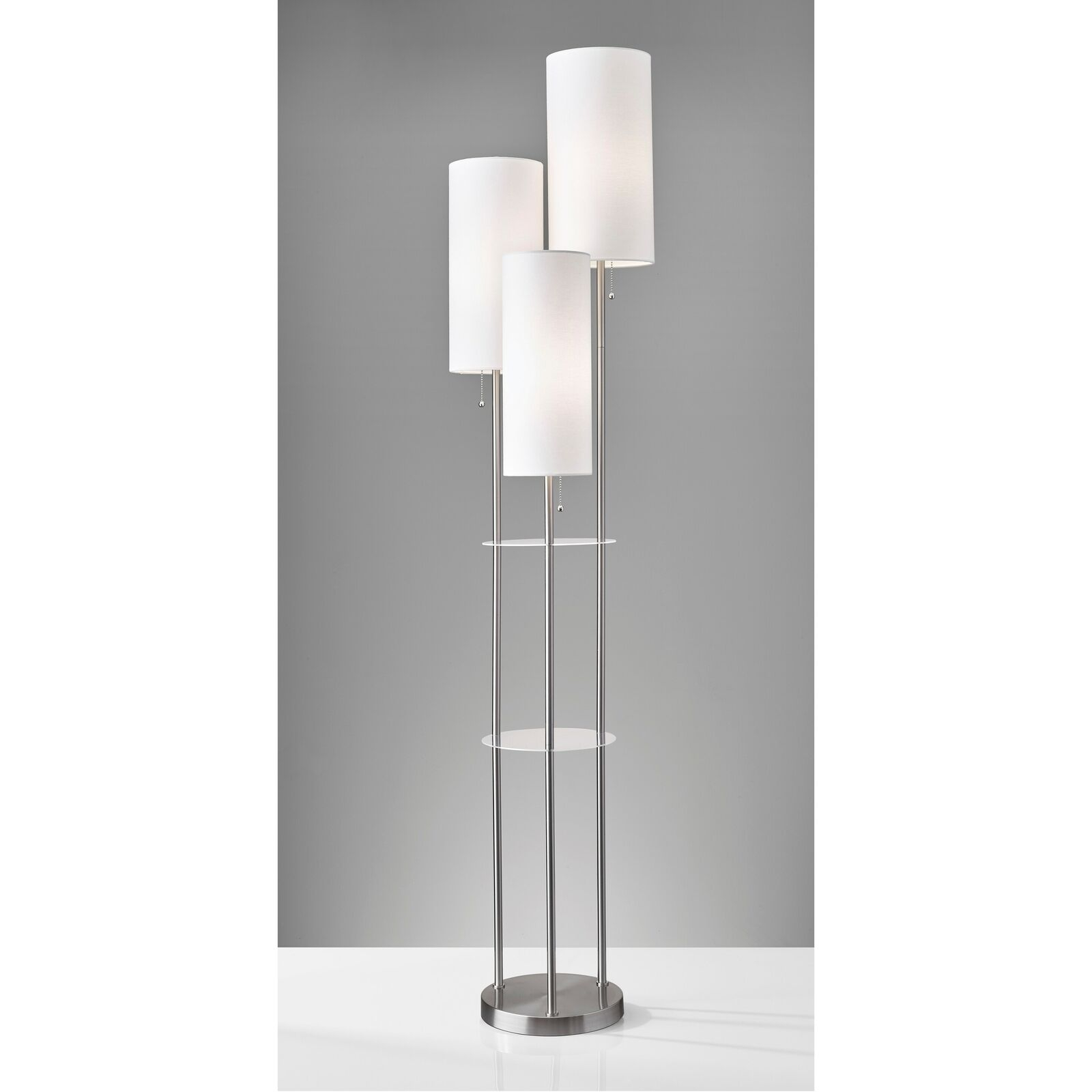 Adesso Trio Satin Steel Floor Lamp Brushed Steel with regard to dimensions 1600 X 1600