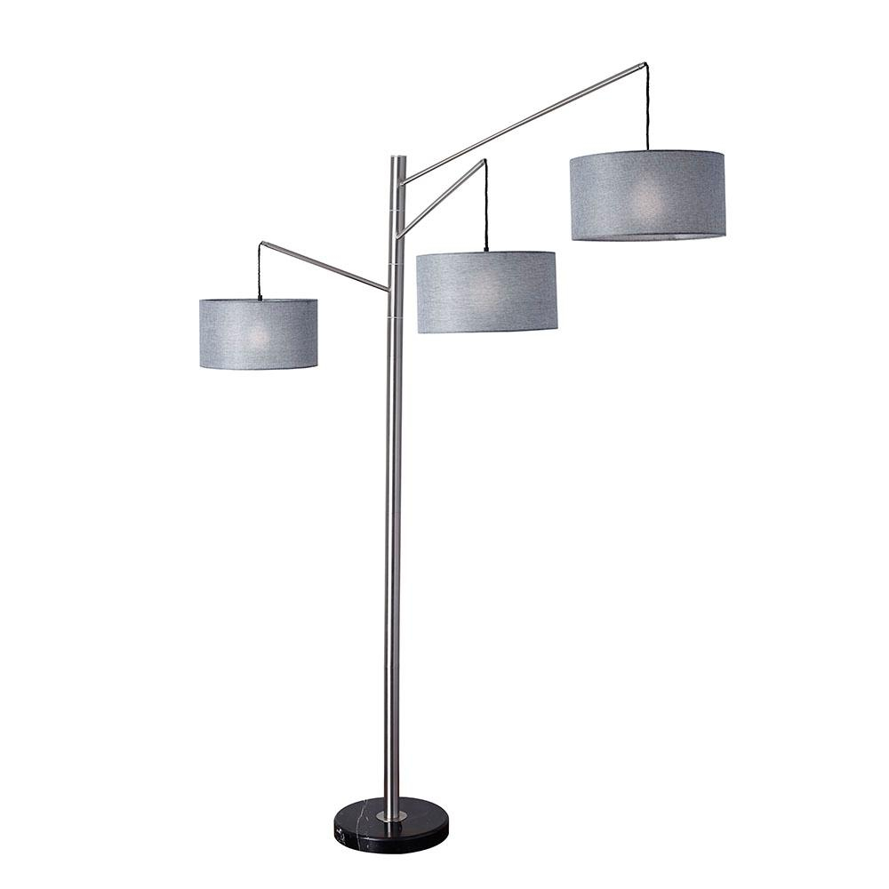 Adesso Wellington 91 In Satin Steel Arc Lamp with measurements 1000 X 1000