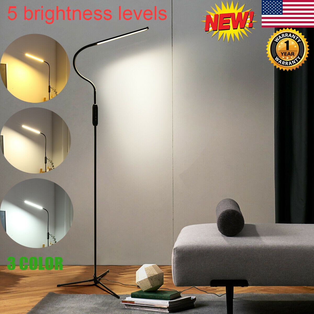 Adjustable Led Floor Lamp Light Standing Reading Living Dimming Remote Control with regard to dimensions 1200 X 1200