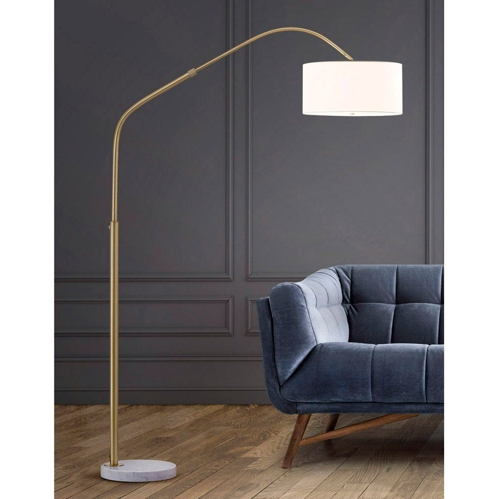 Aero 81h Retractable Antique Brass Arch Floor Lamp With White Shade pertaining to measurements 1000 X 1000