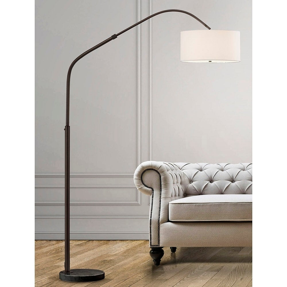 Aero 81h Retractable Dark Bronzel Arch Floor Lamp With White Shade within measurements 1000 X 1000