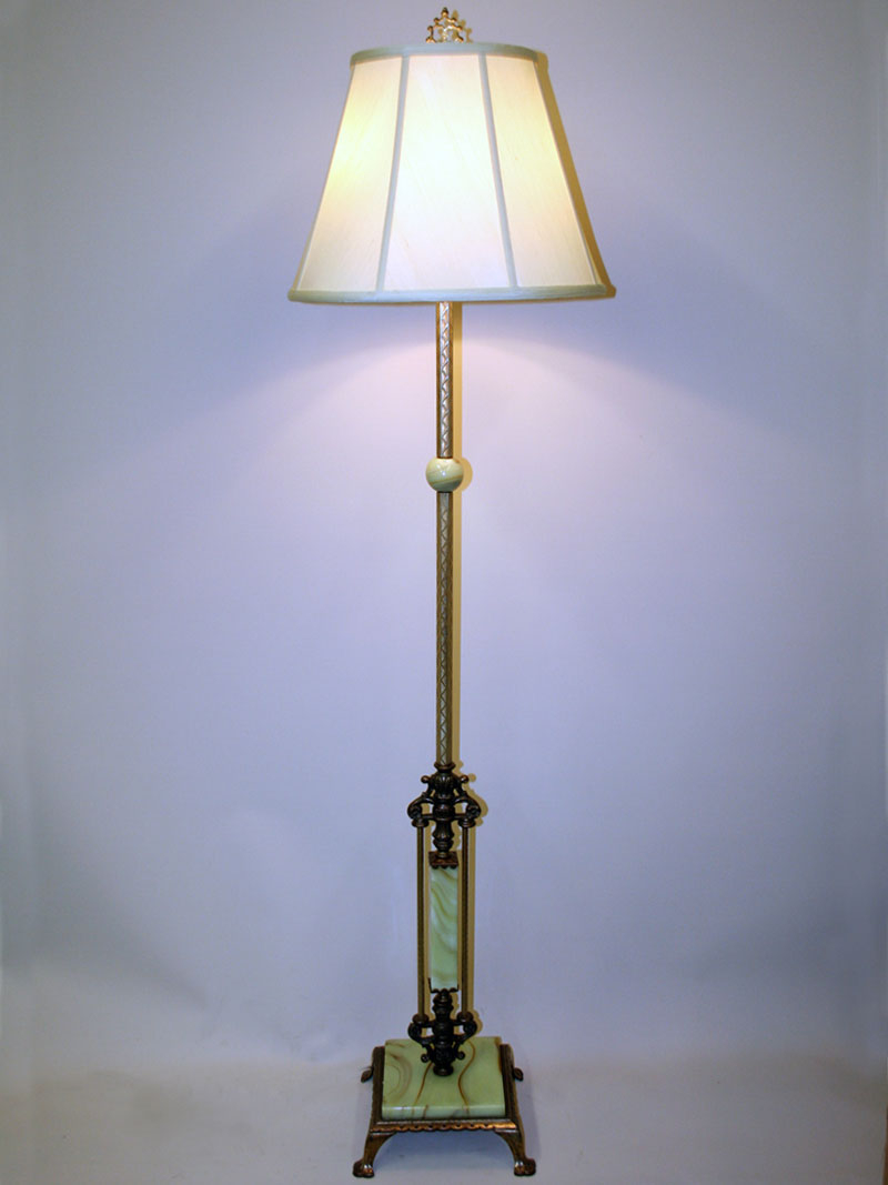 Akro Agate Accented Art Deco Floor Lamp W Footed Square Base C 1930 with size 800 X 1067