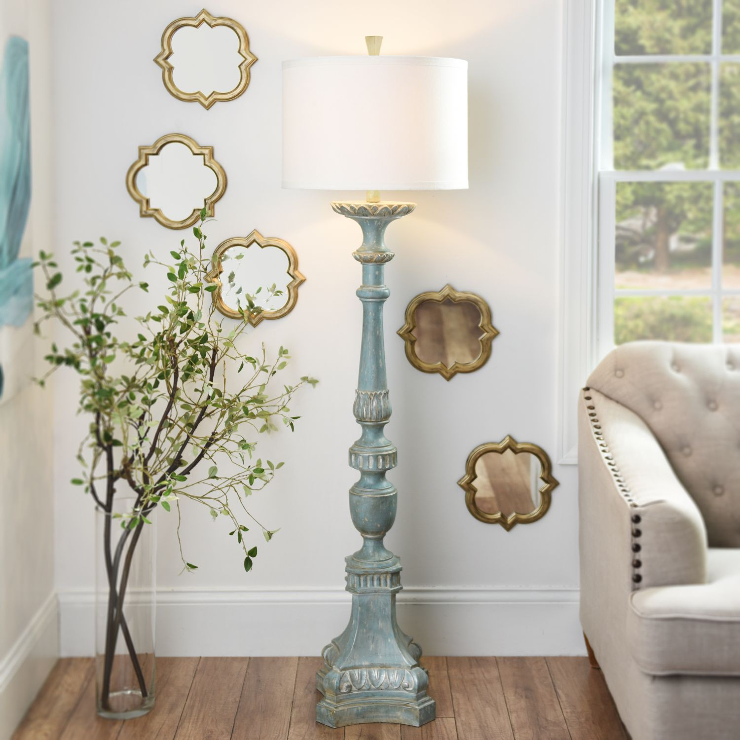 Alana Distressed Blue Floor Lamp Farmhouse Floor Lamps intended for proportions 1500 X 1500