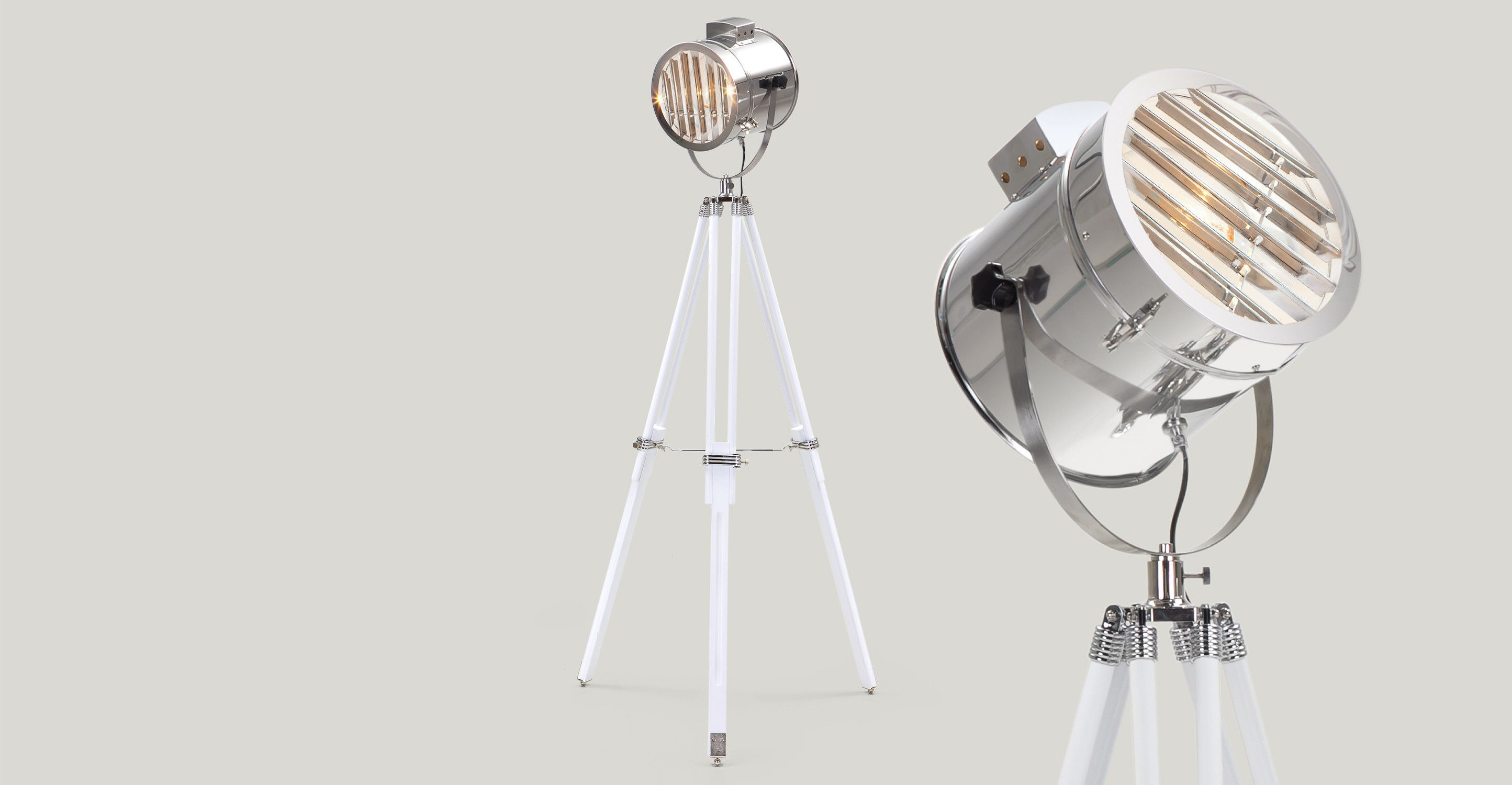 Alfred Tripod Spotlight Floor Lamp In White Made within dimensions 2889 X 1500