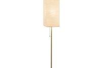 Alsy 60 In Brushed Nickel Floor Lamp With Paper Shade And Decorative Faux Wood Base for size 1000 X 1000