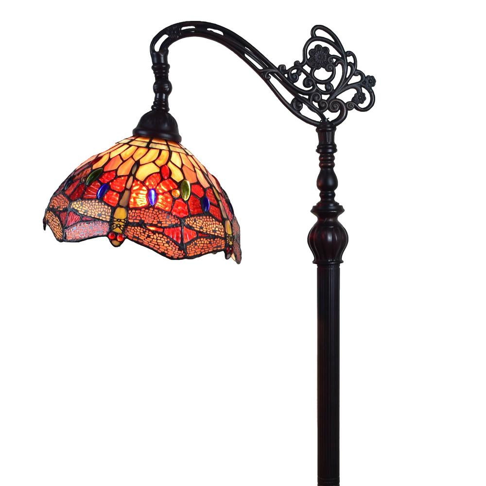 Amora Lighting 62 In Tiffany Style Dragonfly Reading Floor Lamp with regard to dimensions 1000 X 1000