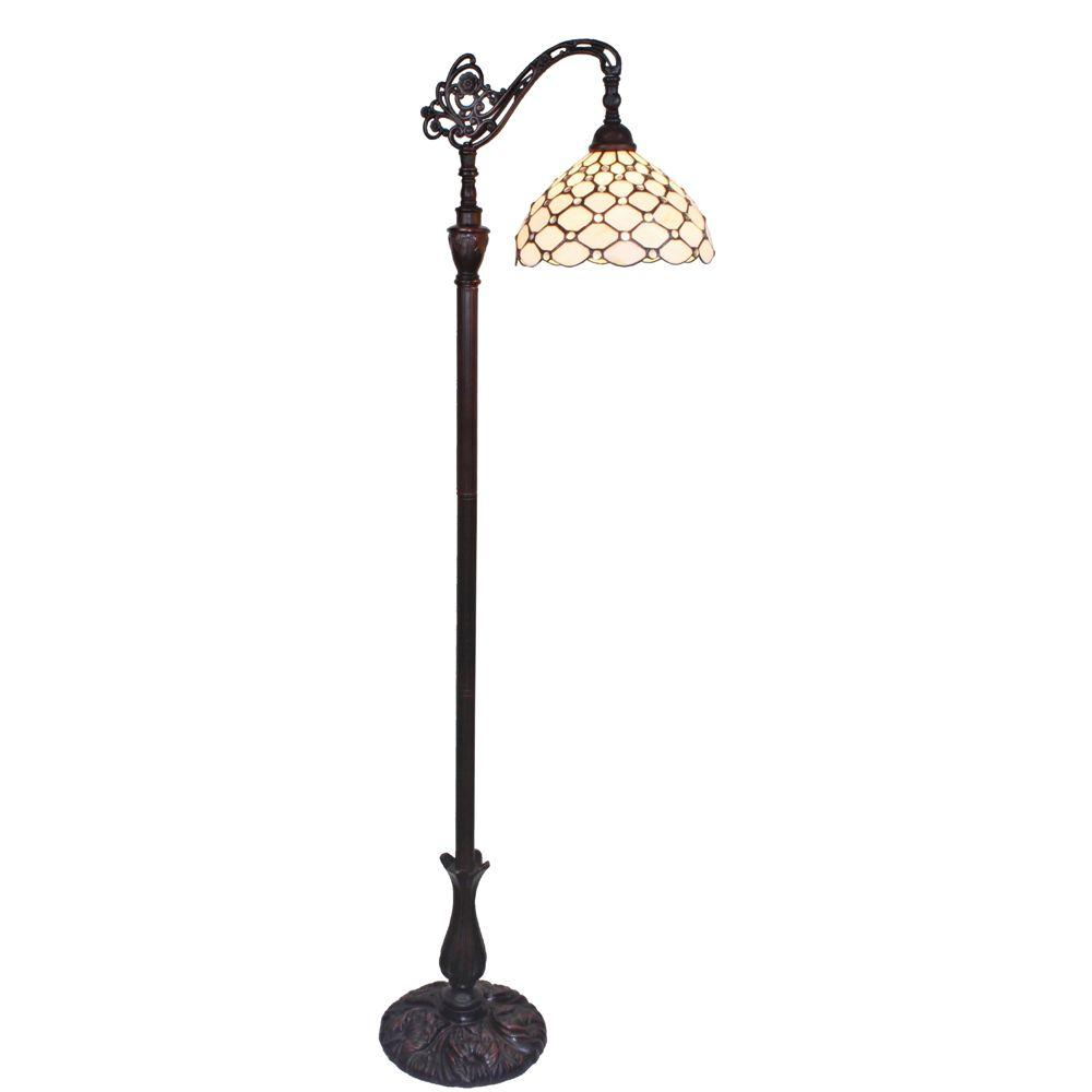 Amora Lighting 62 In Tiffany Style Jeweled Reading Floor Lamp regarding size 1000 X 1000