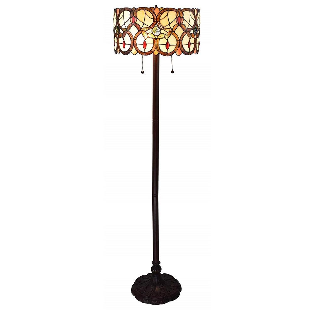 Amora Lighting 63 In Multi Colored Tiffany Style Double Light Floor Lamp inside dimensions 1000 X 1000