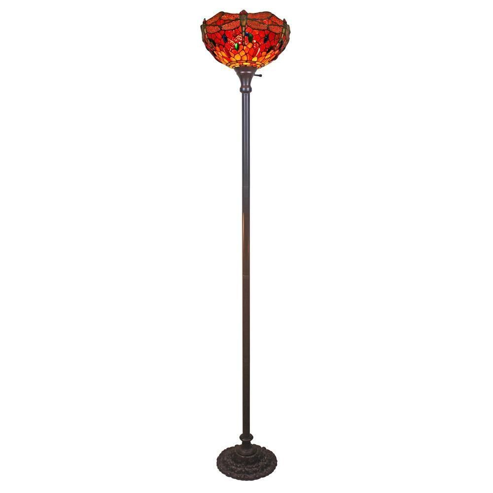 Amora Lighting 72 In Tiffany Style Dragonfly Torchiere regarding proportions 1000 X 1000
