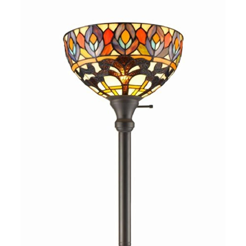 Amora Lighting 72 In Tiffany Style Peacock Torchiere Floor Lamp for dimensions 1000 X 1000