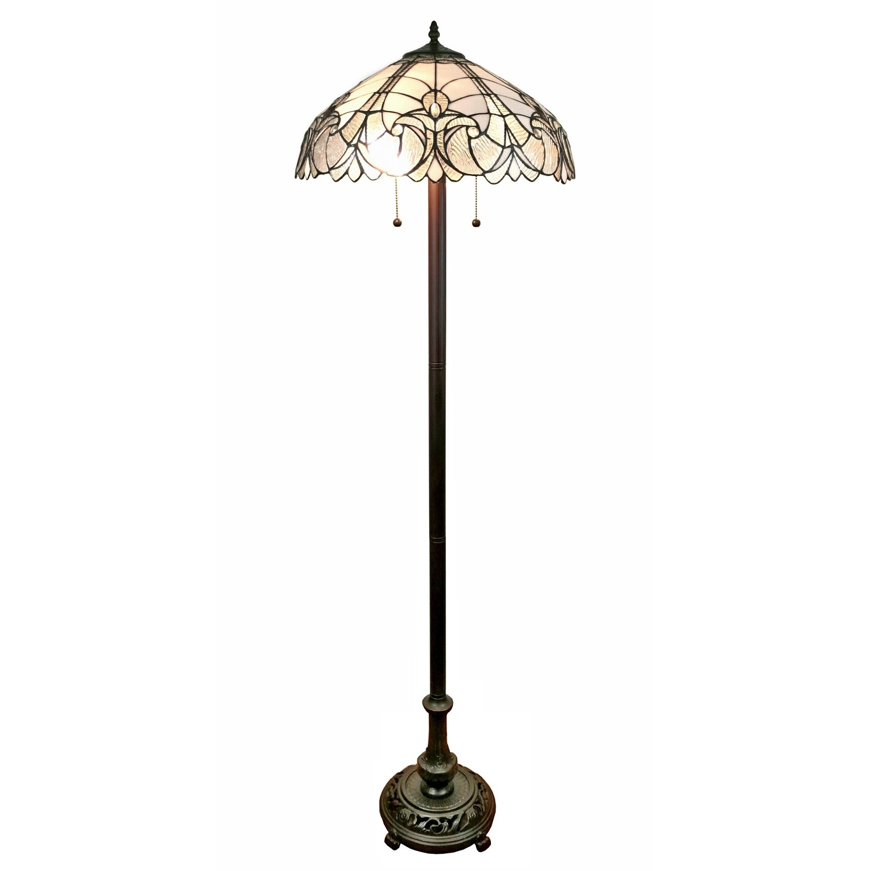 Amora Lighting Am205fl18 White Mahogany Art Glass 62 Inch Tiffany Style Floral Floor Lamp in sizing 1707 X 1707