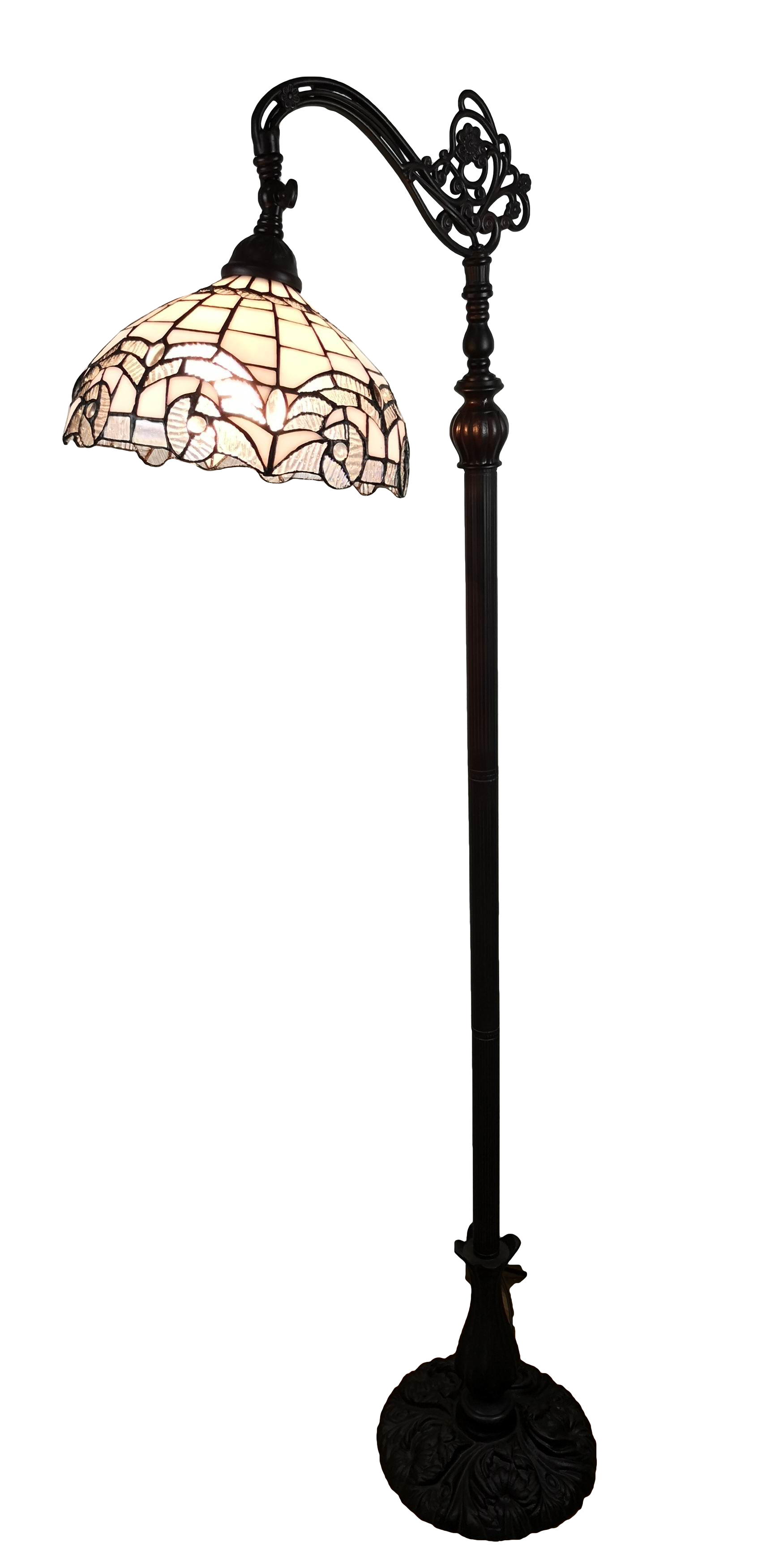 Amora Lighting Am264fl11b 62 Inch Tiffany Style White Reading Floor Lamp in size 1740 X 3500