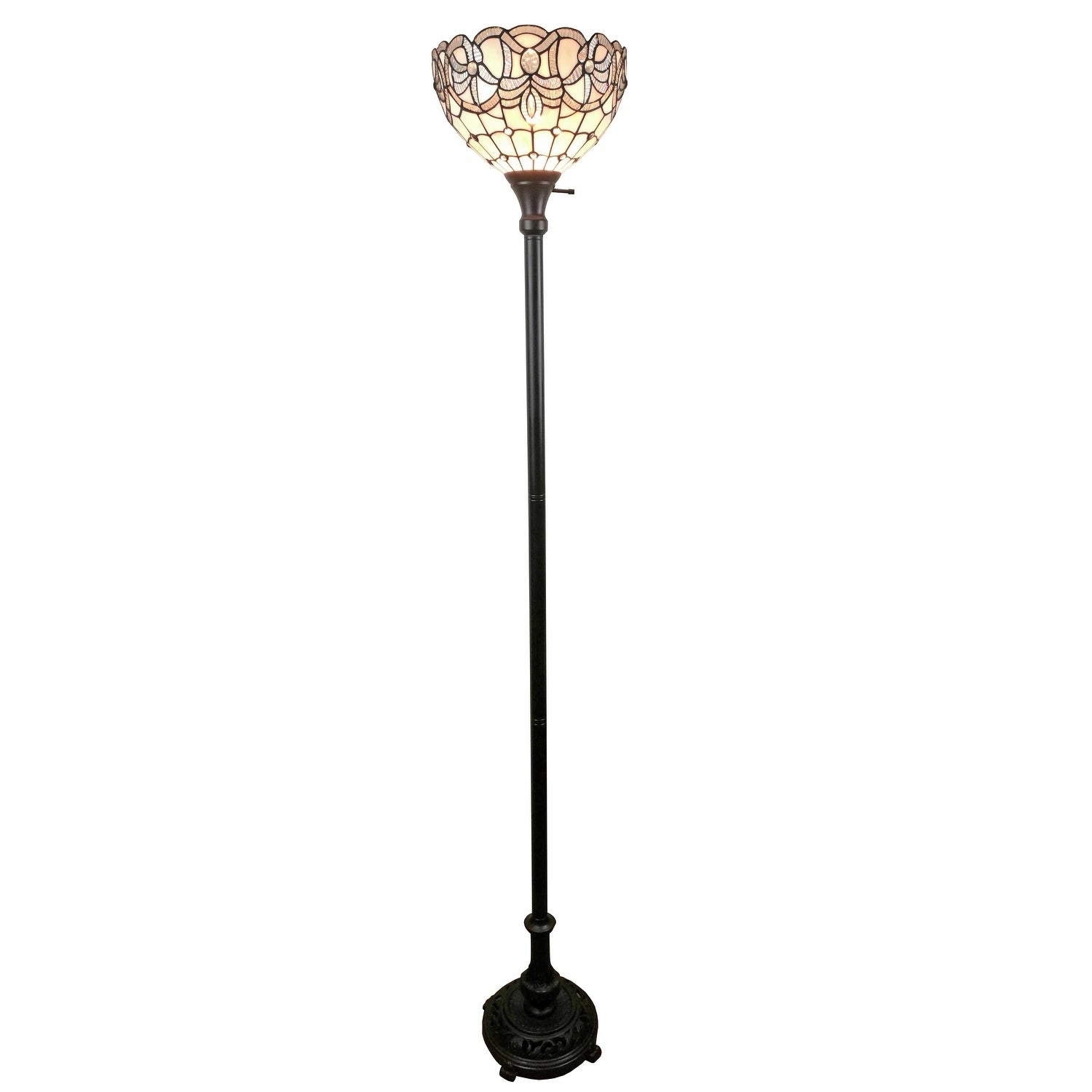 Amora Lighting Am284fl12 Tiffany Style White Torchiere Floor Lamp 72 Inches Tall regarding proportions 1500 X 1500
