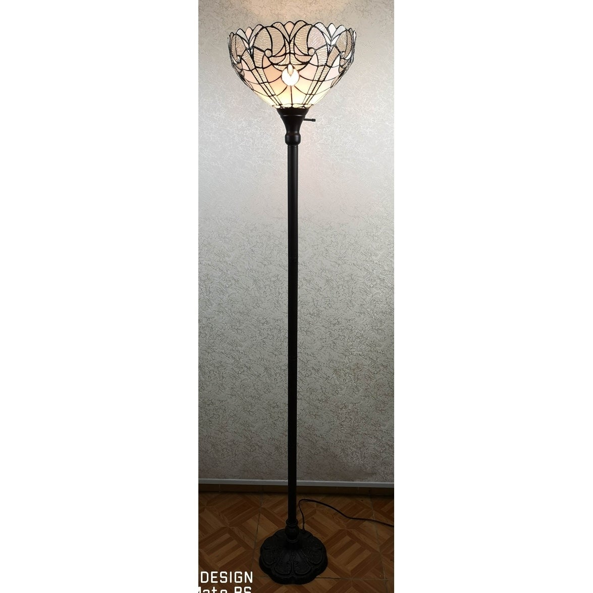 Amora Lighting White Tiffanytorchiere Floor Lamp 72 Inches throughout size 1175 X 1175