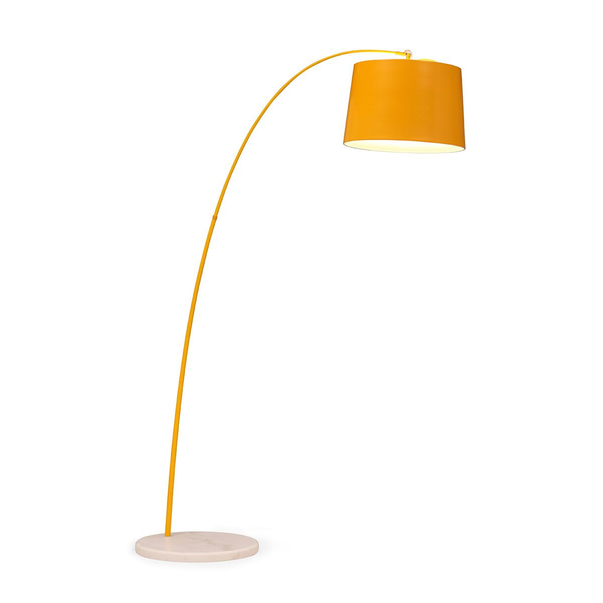 An Arched Chrome Floor Lamp In Yellow Arc Lamp Decor within size 1200 X 1200