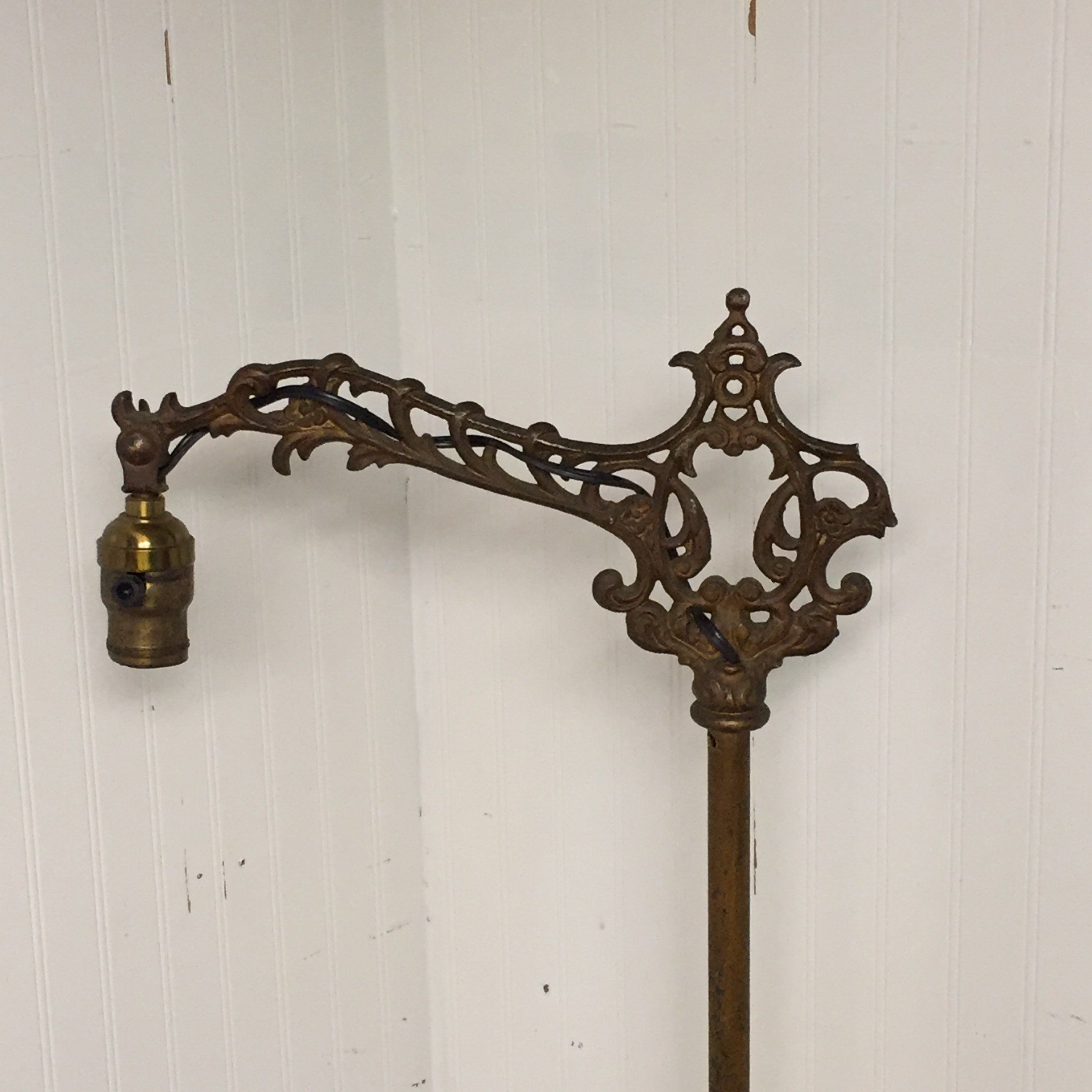 Antique 1920s Ornate Cast Iron Bridge Arm Floor Lamp With for dimensions 2448 X 2448