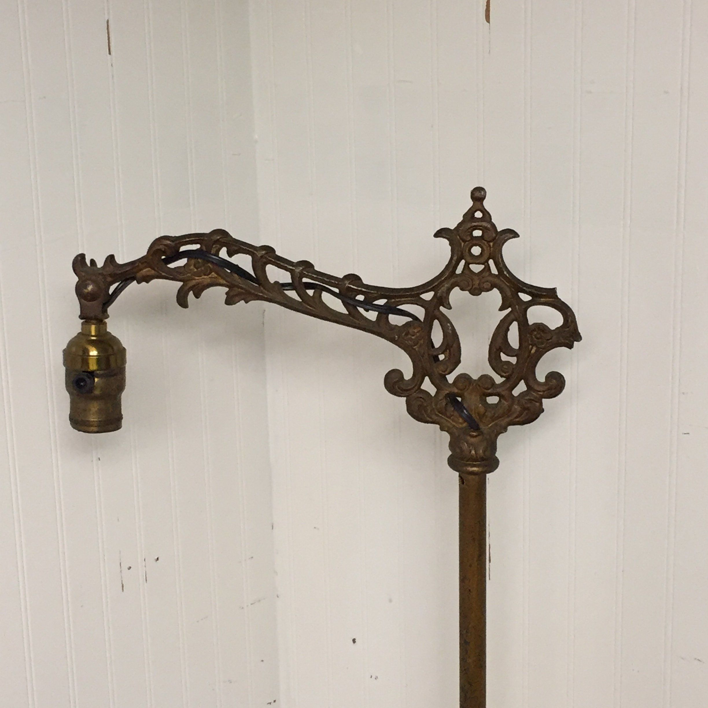 Antique 1920s Ornate Cast Iron Bridge Arm Floor Lamp With for sizing 2448 X 2448