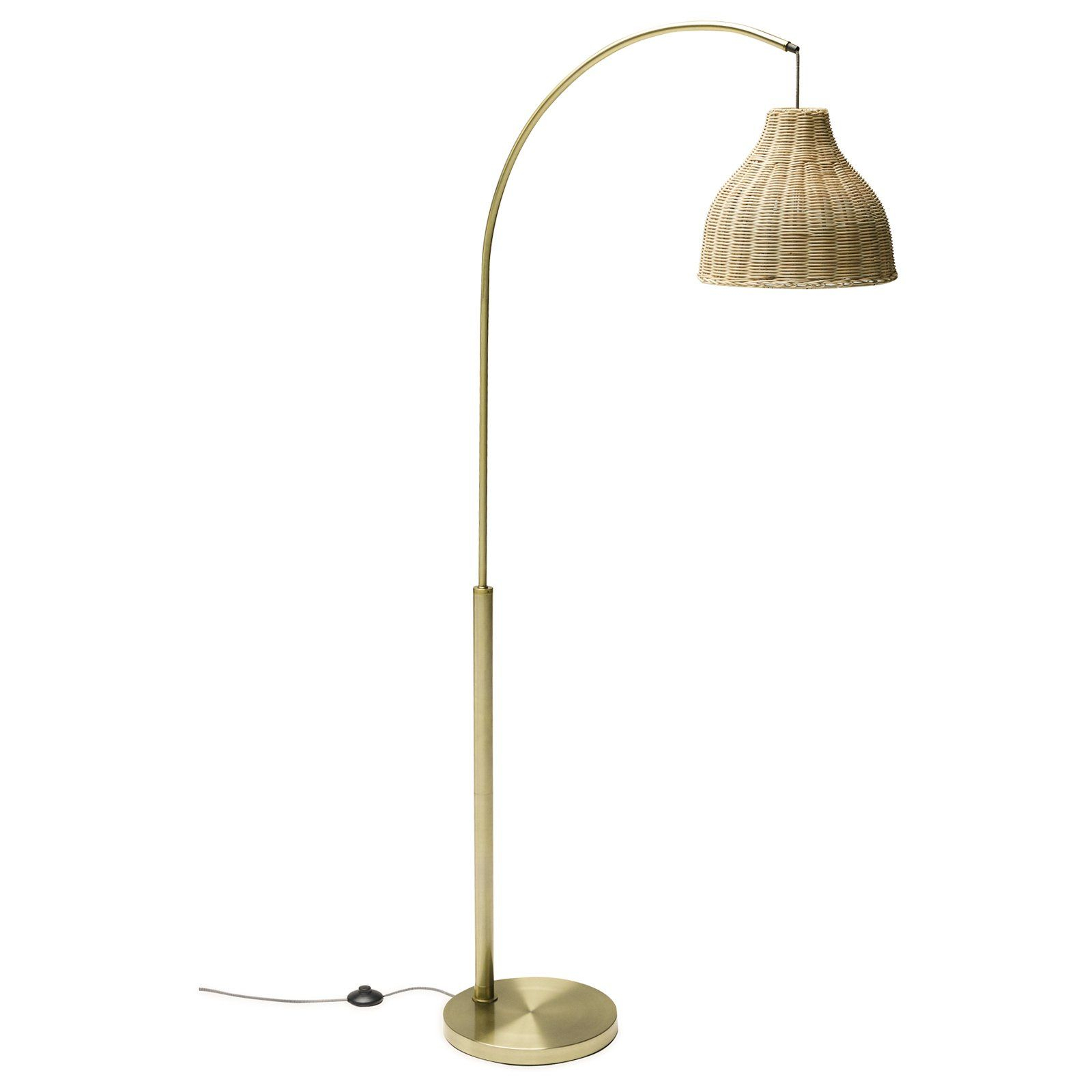 Antique Brass Arch Floor Lamp With Rattan Shade Drew with regard to size 1600 X 1600